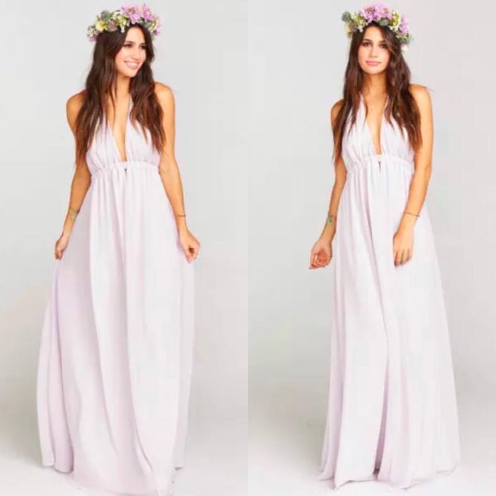 Show Me Your Mumu | Luna Lavender Halter Bridal Maxi Dress